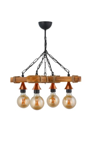 Otantik Ahşap Dörtlü Hunili Avize sef23 - ŞL Şef Light