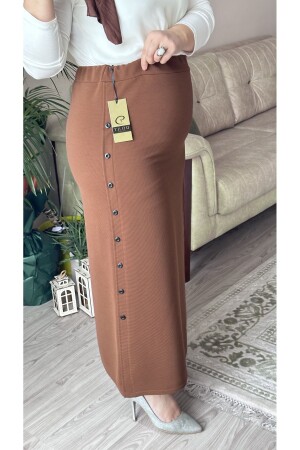 Ottoman-Rock „Mother“ mit Bleistiftknöpfen und elastischem Bund - Tdytrendy Giyim