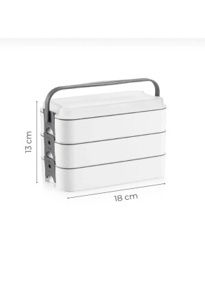 Outlet 3-lagige tragbare Lunchbox – Lunchbox, Diät-Lunchbox, Aufbewahrungsbehälter mit Gabel und Löffel, Grau - 3