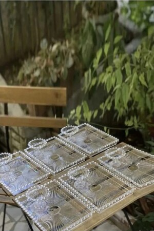 6 ADET Boncuklu Lokumluk Ve 6 ADET Boncuklu Tepsi -Kahve Sunum Tepsisi tepsiset - ASYA BAZAAR