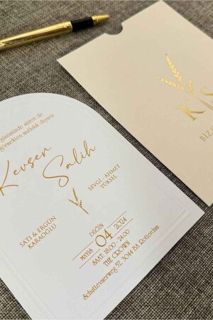 Oval Kesim Düğün Davetiyesi 50 Adet - Luna Davetiye