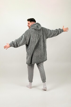 Oversize Giyilebilir Battaniye Tek Beden Çok Rahat Unisex Hoodie Peluş Kapüşonlu Sweatshirt PFY301 - 4