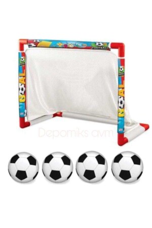 Oyuncak Minyatür Futbol Kalesi + 4 Adet Futbol Topu Erkek Çocuk Oyuncak - 1
