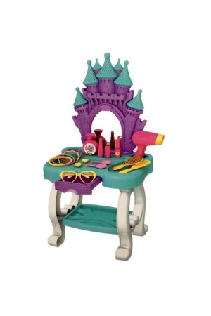 Oyuncak Şato Güzellik Masası Aynalı Aksesuarlı + Sürülebilir Çilek Makyaj Seti Kız Çocuk Oyuncakları Güzellik Masası Aksesuarlı - 3