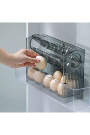 Özel 3 Katlı Raf Yumurta Saklama Kutusu Buzdolabı Yan Kapı Organizer- Antrasit MPL-2023 - 2