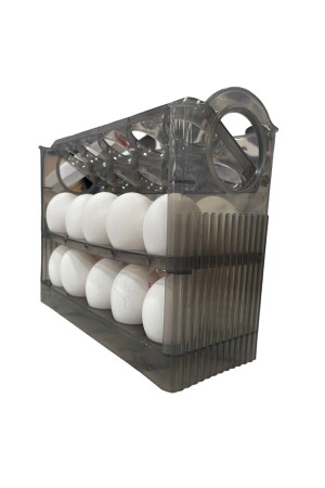Özel 3 Katlı Raf Yumurta Saklama Kutusu Buzdolabı Yan Kapı Organizer- Antrasit MPL-2023 - 6