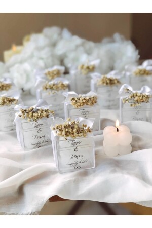 Özel Düğün Lüks Mini Çiçekli Bubble Mum 15 Adet - Ceyseet