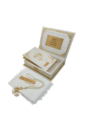 Özel Kadife Kutulu Krem Hediye Kuranı Kerim Seti S-0501 - Hayrat Neşriyat