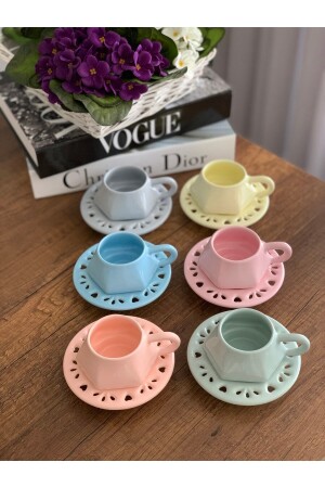 Özel Tasarım [soft Renkler] 6kişilik Kahve Fincanı Takımı (12 PARÇA) 001-6S - 3