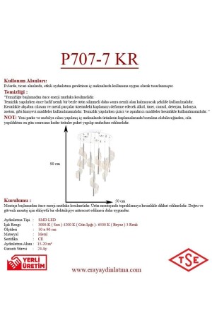 P7077-6+1 7li Krom Sarkıt Led Avize P7077-6+1 KR - 3