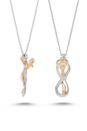 Paar umarmt einander mit Liebe Unendlichkeits-Silberhalskette Dn86 ehy-dn86 - Chavin