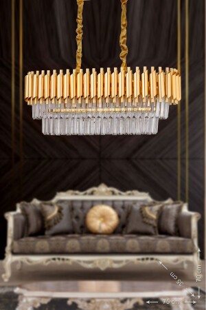 Palmira 75x35 Lik Kristal Taşlı Lüks Avize - (sarı-yaldız) - Avizemoda