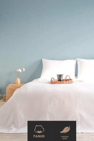 Pamuk 160x230cm Beyaz Otel Pikesi - Dama Dama 160x230cm - Kibi Konsept
