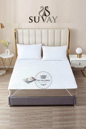 Pamukkale Bt wasser- und flüssigkeitsdichte gesteppte Matratze. Einzel- und doppelt gesteppte Bettmatte aus 100 % Baumwolle - Suvay