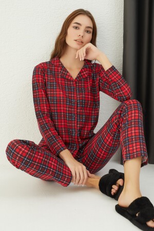 Pamuklu Düğmeli Kadın Pijama Takım 451 - 1