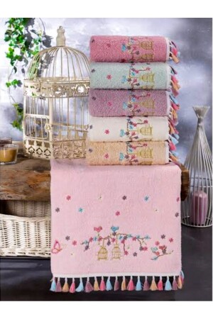 Pamuklu Flora Kafes Nakışlı Püsküllü 6 Lı 30x50 Mutfak Havlu Seti PON6MUTFAK - AYHANHOME