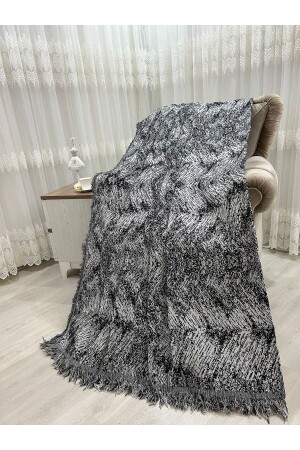 Pamuklu Koltuk - Çekyat Örtüsü 170x220 Alaca Siyah - Özlü Home