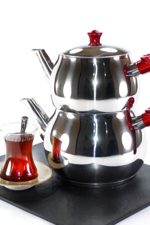 Papatyam Küre Teekanne aus Stahl in Familiengröße, 3,5 Liter, mit Doppeldeckel. Papatyam Küre Teekanne in Familiengröße - 2