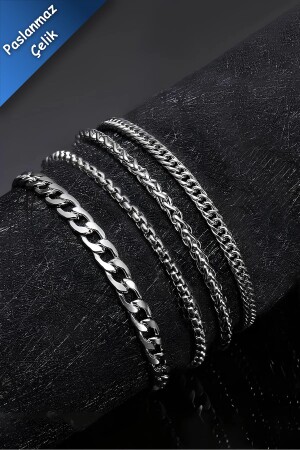 Paslanmaz 4 Adet Erkek Spor Çelik Bileklik Set (KUTU İLE GÖNDERİLİR) - The Collection