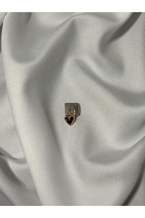 Paslanmaz Çelik Sallantılı Siyah Kalp İtalyan Charm - Octw