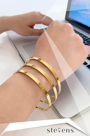 Paslanmaz Kararmaz Çelik 3 lü Kalın Ajda (Kibrit Çöpü) Bilezik - Stevens