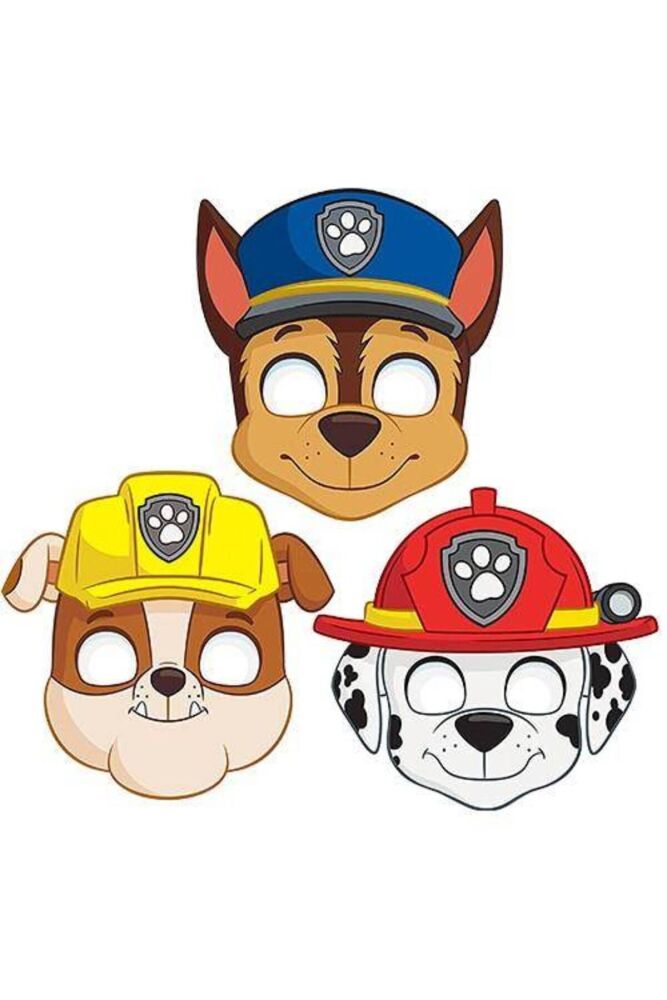 Paw Patrol Masken Set - Chase, Marshall, Rubble Mit Gummiband