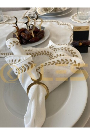 PEÇETE YÜZÜĞÜ 6 ADET HAVLU YÜZÜĞÜ MASA DEKORASYON SUNUMLUK ÇEYİZLİK HURMALIK SETİ - Kles