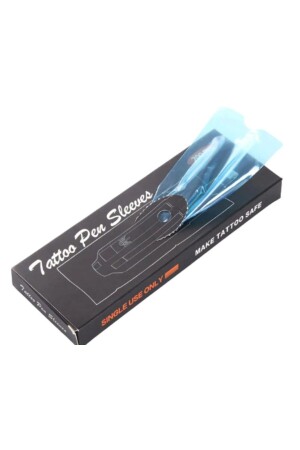 Pen Dövme Makinesi Koruyucu Poşeti - Tattoo Pen Sleeves 53x165 mm Mavi- 200 Adet - Agila