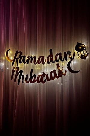 Peri Led Işık Ramadan Mubarak Hoşgeldin Ramazan Gold Banner Yazı Tavan Süs Ramazan Oda Süsleme - 3