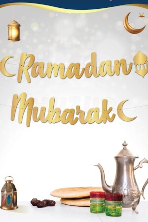 Peri Led Işık Ramadan Mubarak Hoşgeldin Ramazan Gold Banner Yazı Tavan Süs Ramazan Oda Süsleme - 5