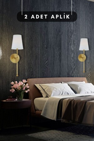 Persische 2-teilige Wandleuchte, Vintage-Modell – echter Stoff – moderne Wandleuchte – Schlafzimmer – Wohnzimmer – Küche – Flur - Veda Avize