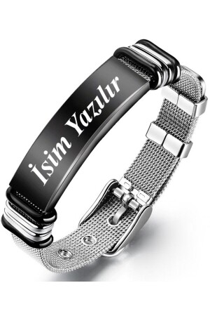 Personalisiertes Herrenarmband aus Mesh-Gürtel mit Kordel und Namen Scb13s MDL-SCB13S - Takı Dükkanı