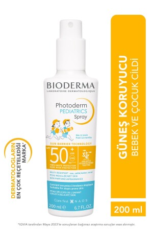 Photoderm Pediatrics Spray SPF50+ Baby-Kind-Sonnenschutzmittel mit sehr hohem Schutz in Sprayform, 200 ml - Bioderma