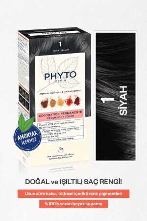 Phytocolor 1 Siyah Amonyaksız Kalıcı Bitkisel Saç Boyası 3338221002501 - 1