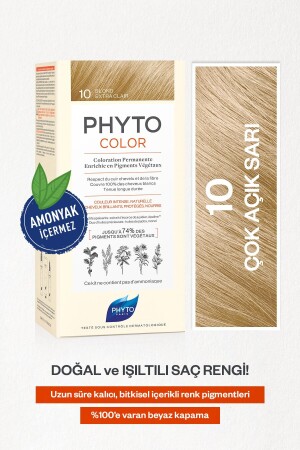 Phytocolor 10 Çok Açık Sarı Amonyaksız Kalıcı Bitkisel Saç Boyası 3338221010599 - 1