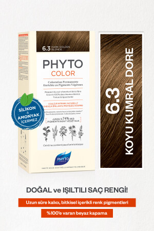 Phytocolor 6.3 Koyu Kumral Dore Amonyaksız Kalıcı Bitkisel Saç Boyası 3338221002662 - 1