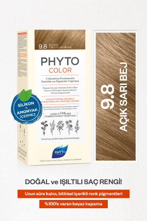 Phytocolor 9.8 Açık Sarı Bej Amonyaksız Kalıcı Bitkisel Saç Boyası 3338221010575 - 1