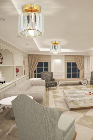 Plafonyer Tavan Gold Y-10 Kristal Taşlı Avize ist2000225 - İstanbul Avize