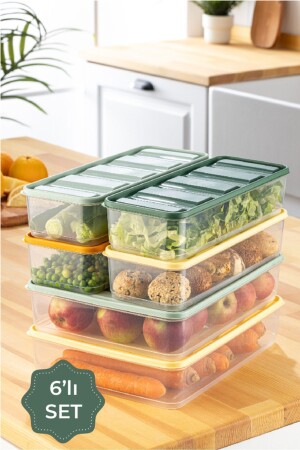 Plastik 6lı Bella Buzdolabı Düzenleyici 2x (3-5 Litre) 4x(1-65 Litre) 6 Parça Çok Renkli - Vienev