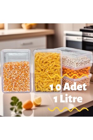 Plastik Kendinden Kilitli- Kapaklı Saklama Kabı Gıda&Yemek&Derin Dondurucu 1 Litre 10 Adet - Supercupp