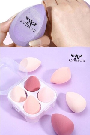 Plastik Kutulu Renkli Makyaj Sünger Seti 4'lü - Avemorcosmetics