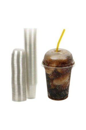 Plastik Şeffaf Bardak Kapaklı 300ml Cc Milkshake Bardağı 100 Adet - Şahin Ambalaj