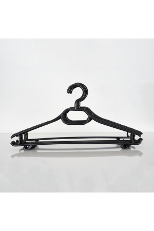 Plastik Tırtıklı Siyah Askı 12'li- Kıyafet Askısı- Pantolon- Elbise- Etek Askısı - Kukohomes