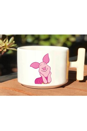 Pooh & Piglet Baskılı Sevgili Çift Çift 2'li Beyaz T Kulp Kupa Bardak T-kupa00000012 - 3