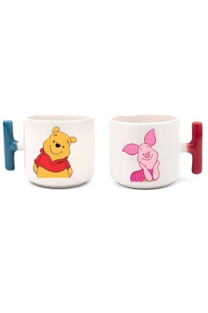Pooh & Piglet bedruckte Tasse für ein Liebespaar mit buntem T-Griff - Günaystore