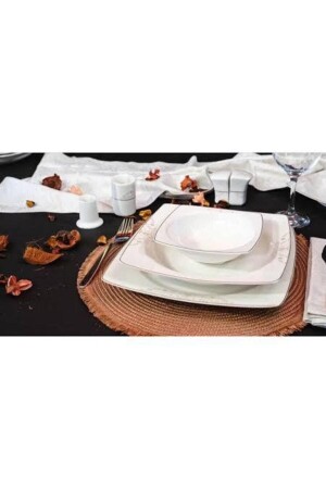 Porselen 57 Parça Yemek Takımı Gümüş 2199 - Güral