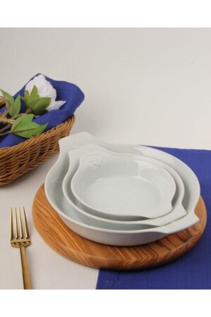 Porselen Beyaz Sahan Set 21cm - 17cm - 14cm - Porland