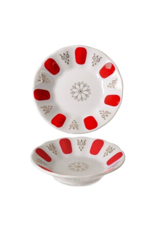 Porselen Kahveci Çay Tabağı Kırmızı 12 Li Ct10 CT10 - İpek