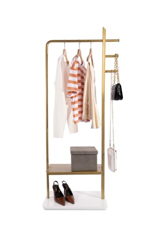 Poseydon Metal Ayaklı Askılık Konfeksiyon Askılığı Gold Elbise Askılığı Kıyafet Askılığı - 1