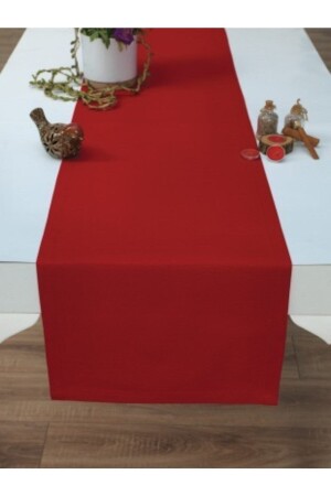 Präsentation von Neujahrsgeschirr, roter Läufer – amerikanisches Tischset, roter Tischläufer aus Baumwolle, 40 x 170 cm, Einzelläufer - 1